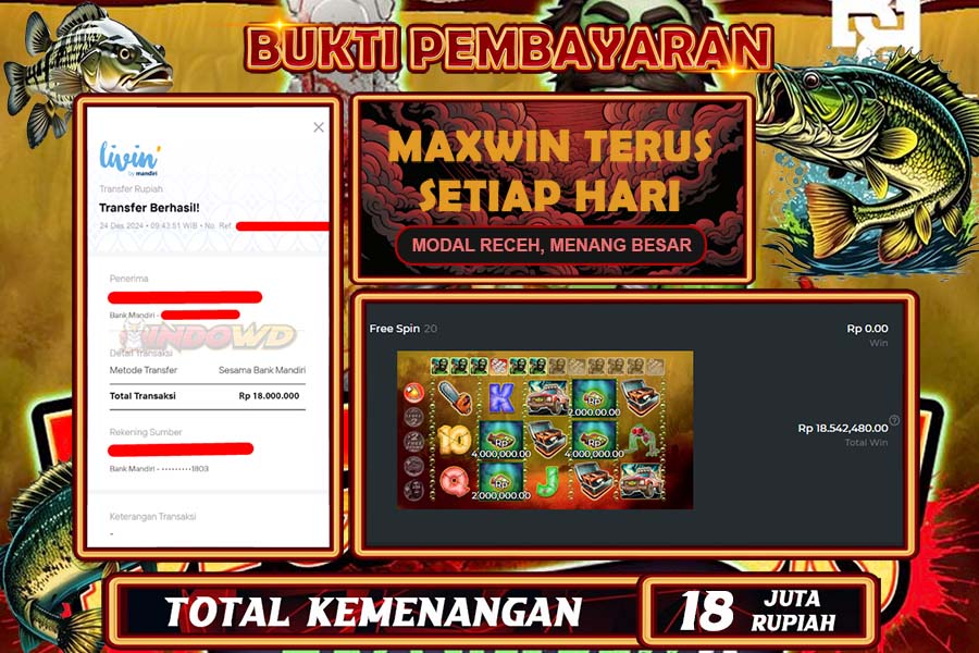 INDOWD JACKPOT LIVE GAMES  SLOT BIG BASS HALLOWEEN 2 Rp.18.000.000,- LUNAS