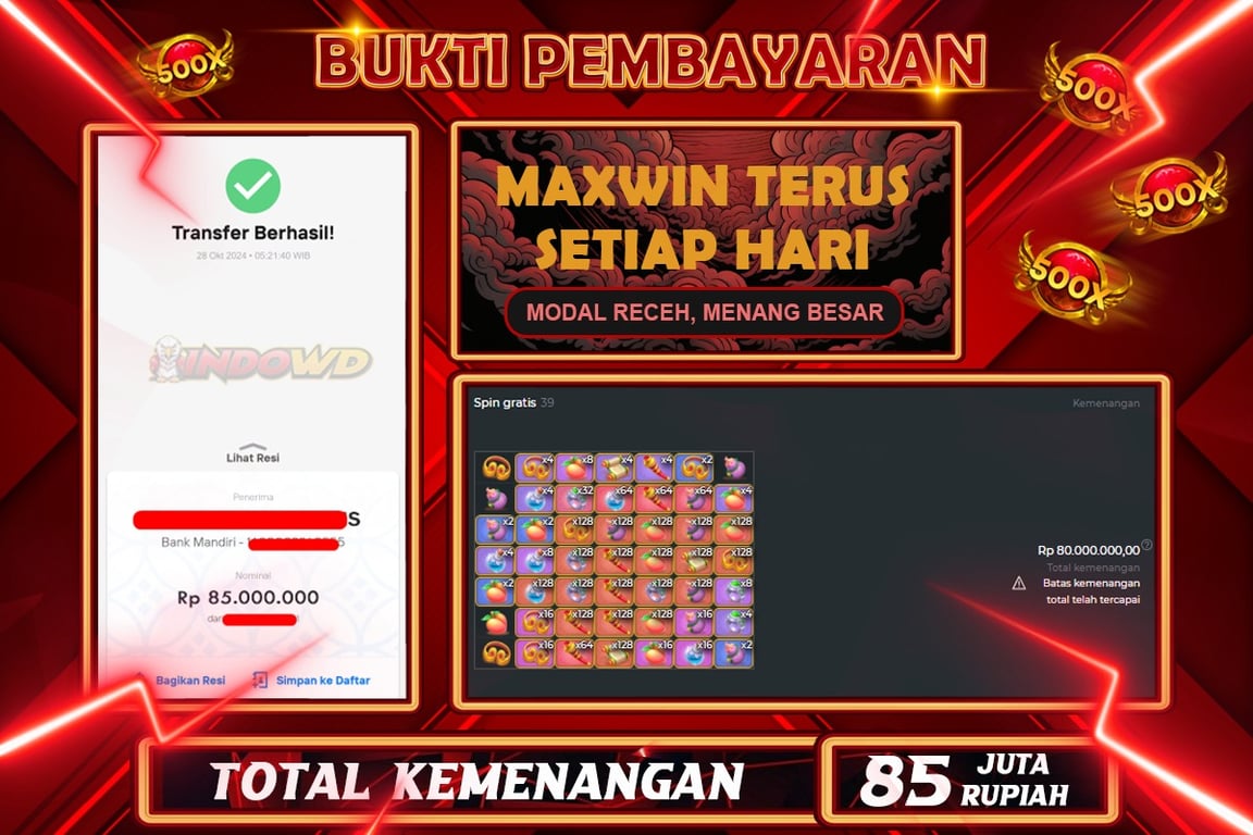 INDOWD JACKPOT SLOT SUAGR RUSH Rp.85.000.000,- LUNAS