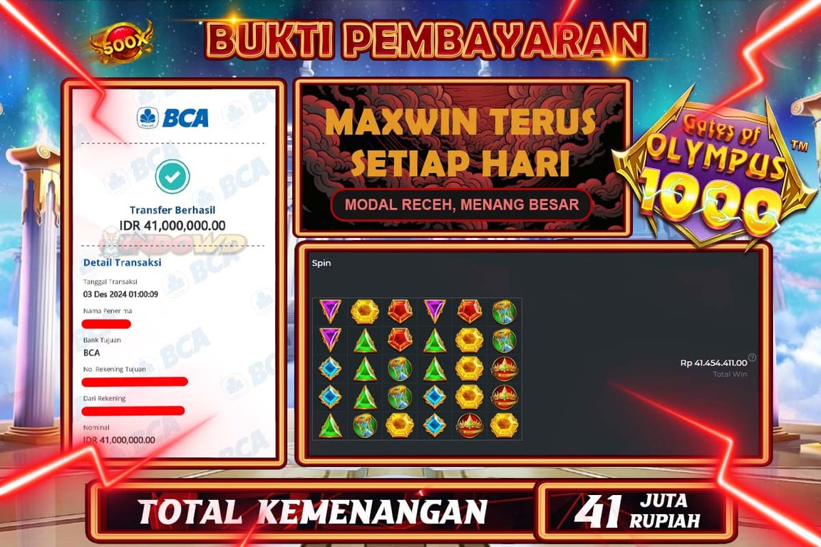 INDOWD JACKPOT SLOT GATES OF OLYMPUS 1000 Rp.41.000.000,- LUNAS