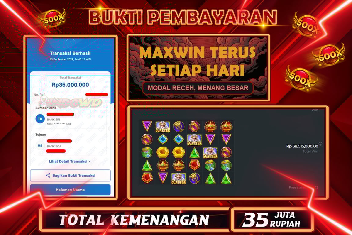 INDOWD JACKPOT SLOT GATES OF OLYMPUS 1000 Rp.35.000.000,- LUNAS