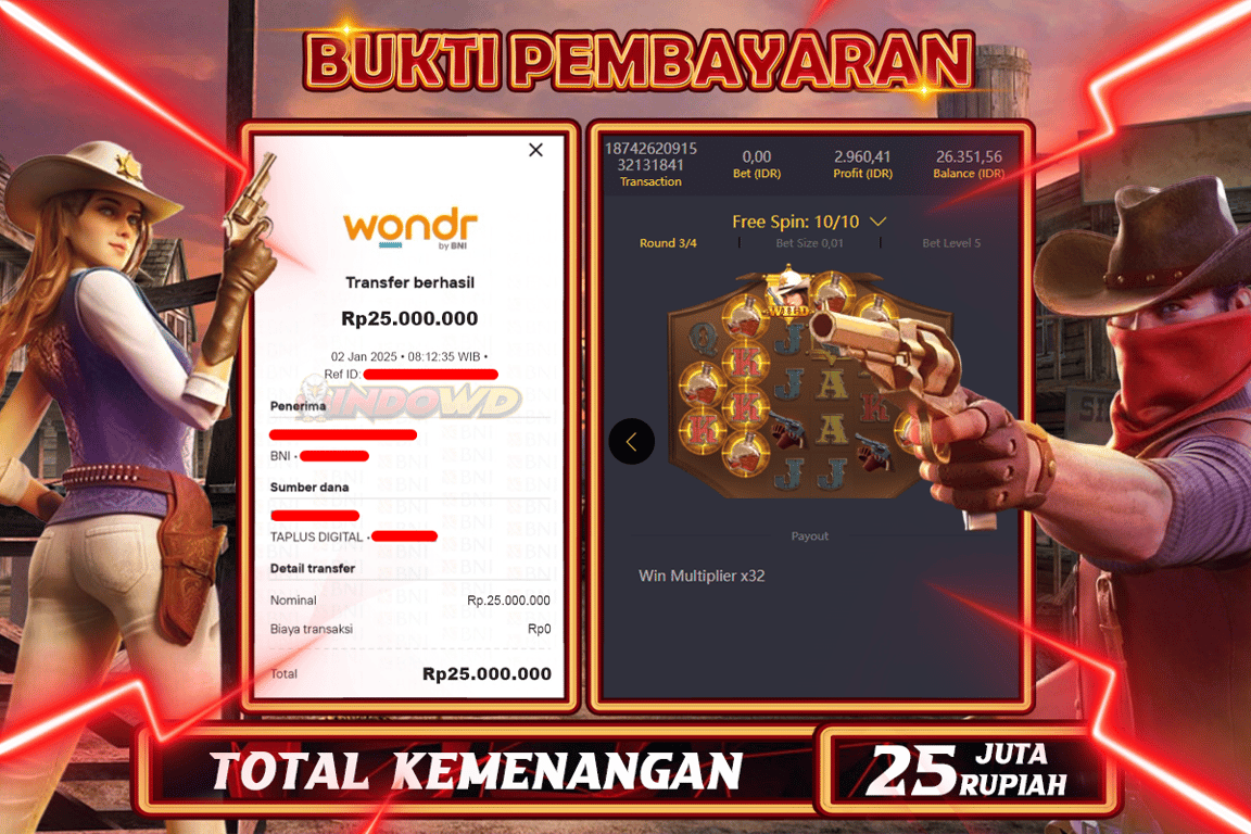 INDOWD JACKPOT SLOT WILD BOUNTY Rp.25.000.000,- LUNAS