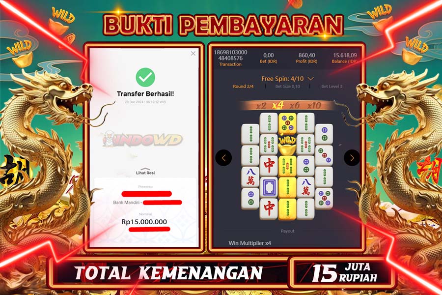 INDOWD JACKPOT LIVE GAMES  SLOT MAHGJONG WAYS 2 Rp.15.000.000,- LUNAS