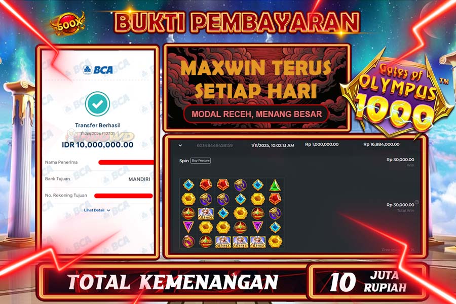 INDOWD JACKPOT SLOT GATES OF OLYMPUS 1000 Rp 10.000.000,- LUNAS