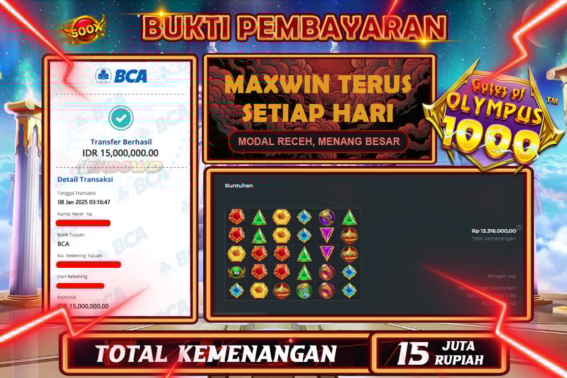 INDOWD JACKPOT SLOT GATES OF OLYMPUS 1000 Rp 15.000.000,- LUNAS
