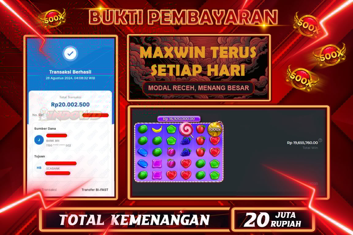 INDOWD JACKPOT SLOT SWEET BONANZA 1000 Rp.20.000.000,- LUNAS