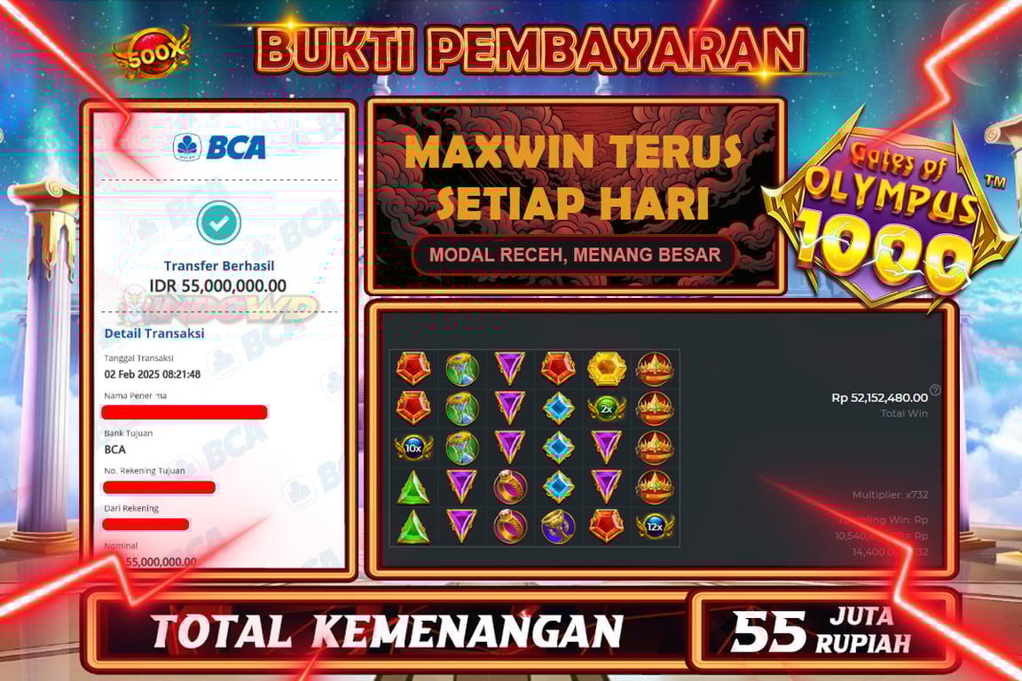 INDOWD JACKPOT SLOT GATES OF OLYMPUS 1000 Rp.55.000.000,- LUNAS