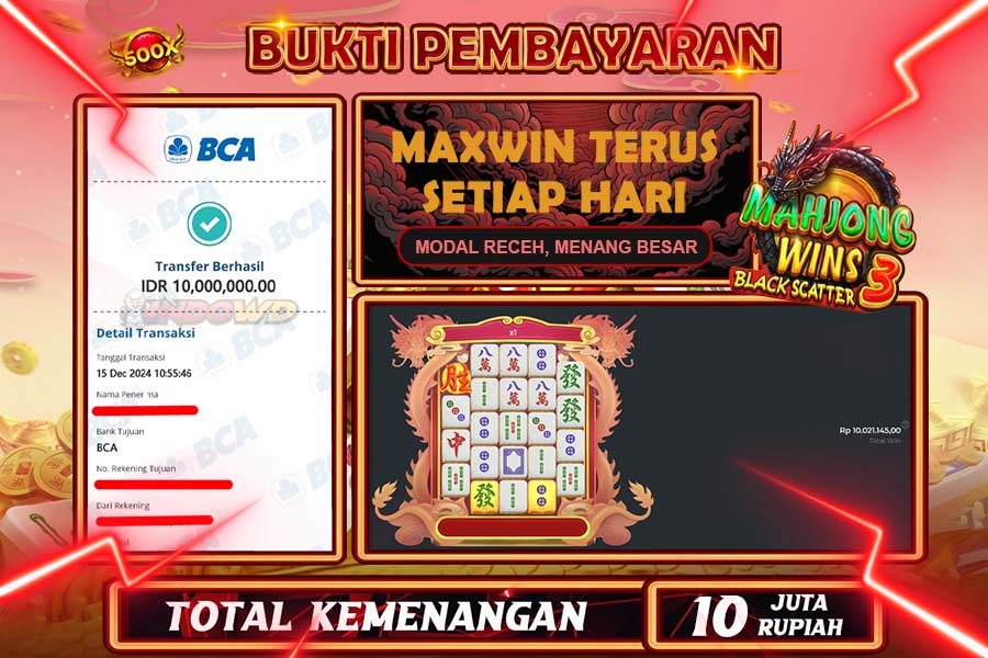 INDOWD JACKPOT SLOT MAHJONG WINS 3 BLACK SCATTER Rp.10.000.000,- LUNAS