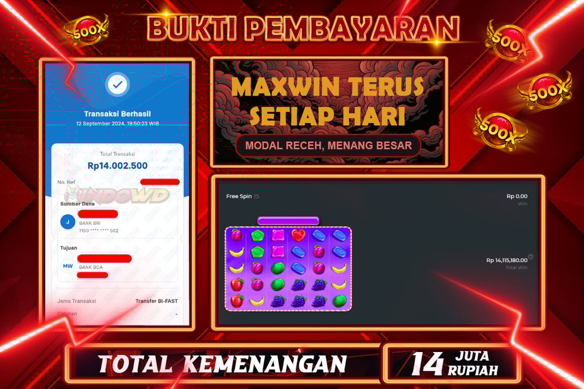 INDOWD JACKPOT SLOT SWEET BONANZA 1000 Rp.16.500.000,- LUNAS