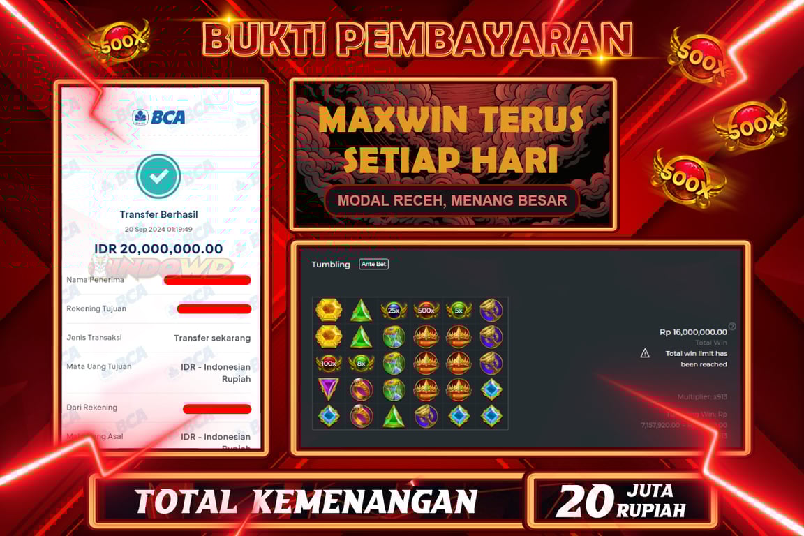 INDOWD JACKPOT SLOT GATES OF OLYMPUS 1000 Rp.20.000.000,- LUNAS