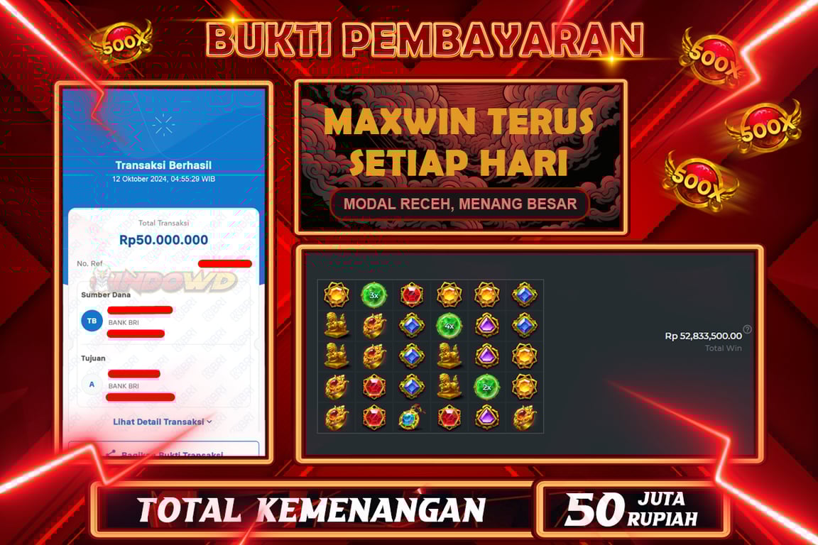 INDOWD JACKPOT SLOT GATOT KACA 1000 Rp.50.000.000,- LUNAS