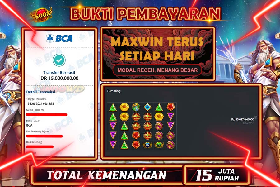 INDOWD JACKPOT SLOT GATES OF OLYMPUS 1000 Rp.15.000.000,- LUNAS