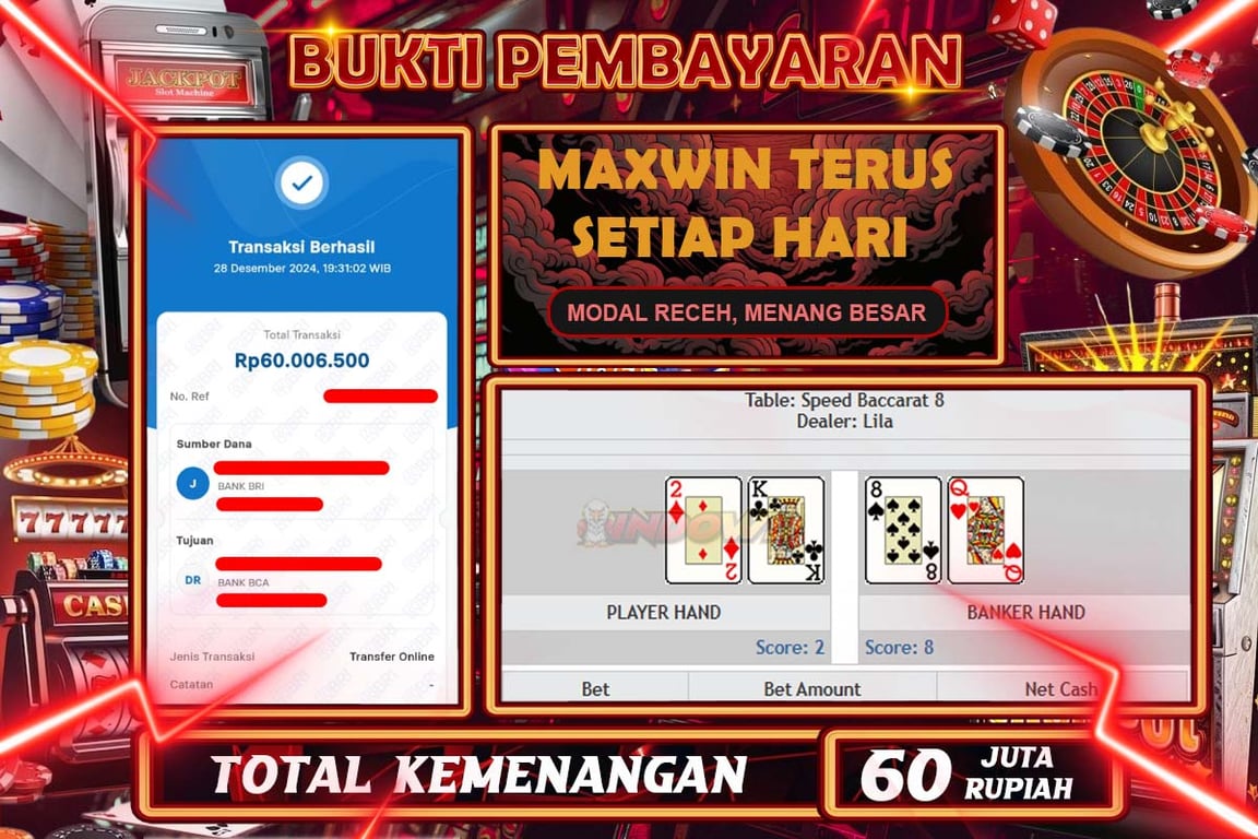 INDOWD JACKPOT PP - CHINESE SPEED BACCARAT 1 Rp60.000.000,- LUNAS