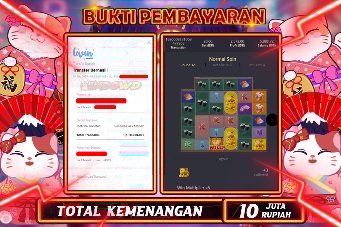 INDOWD JACKPOT SLOT LUCKY NEKO Rp.10.000.000,- LUNAS