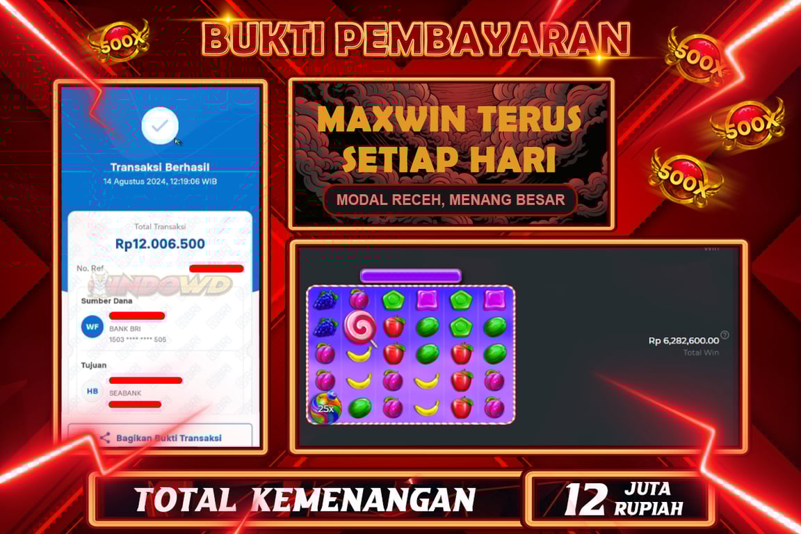 INDOWD JACKPOT SLOT SWEET BONANZA 1000 Rp.12.000.000,- LUNAS