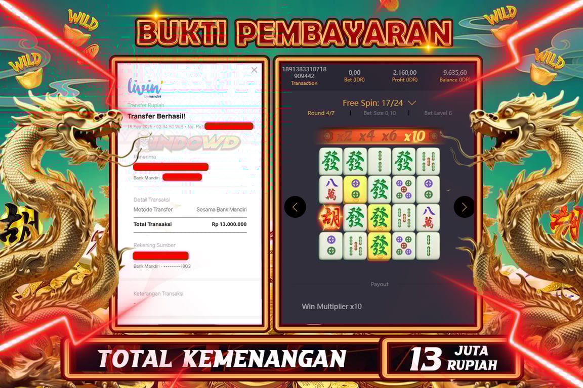 INDOWD JACKPOT SLOT MAHJONG WAYS 2 Rp13.000.000,- LUNAS
