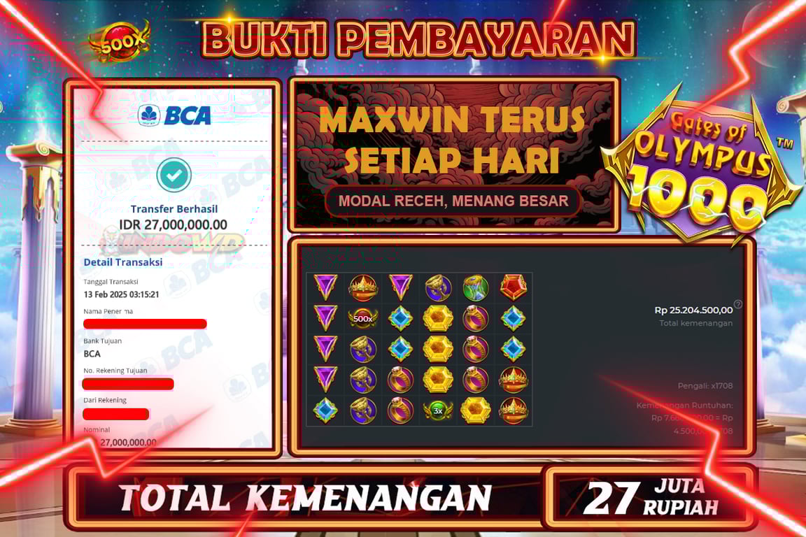 INDOWD JACKPOT SLOT GATES OF OLYMPUS 1000 Rp.27.000.000,- LUNAS