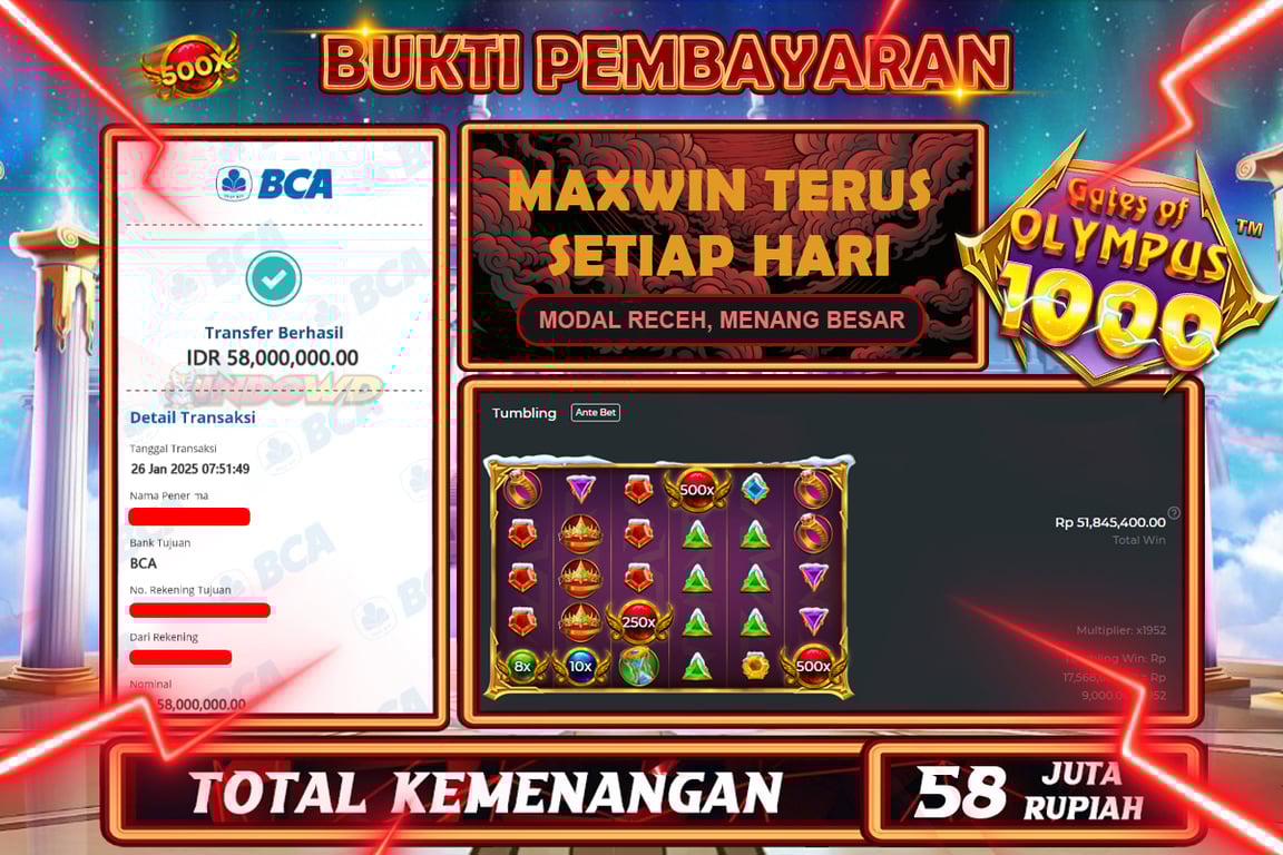INDOWD JACKPOT SLOT GATOT OF OLYMPUS X MAS Rp58.000.000,- LUNAS