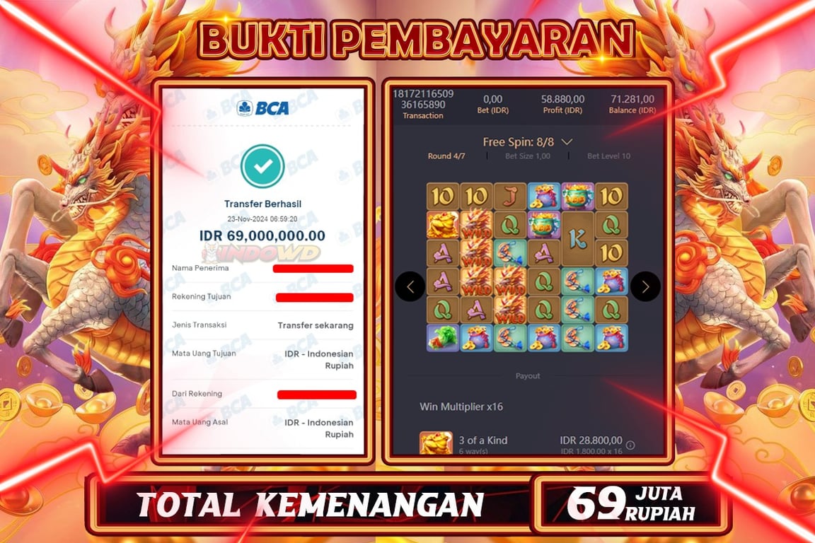 INDOWD JACKPOT SLOT WAYS OF QILINS Rp.69.000.000,- LUNAS