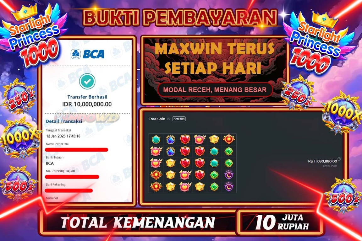 INDOWD JACKPOT SLOT STARLIGHT PRINCES 1000 Rp 10.000.000,- LUNAS
