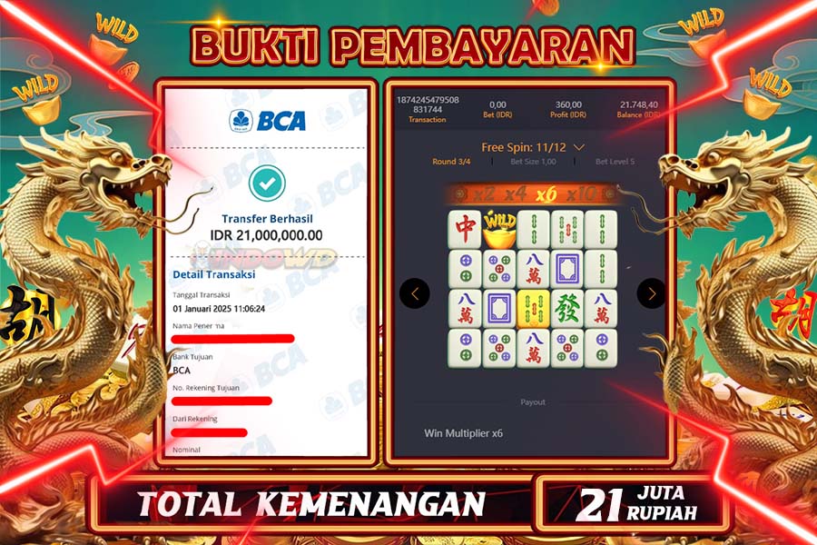 INDOWD JACKPOT  SLOT MAHJONG WAYS 2  Rp.21.000.000,- LUNAS