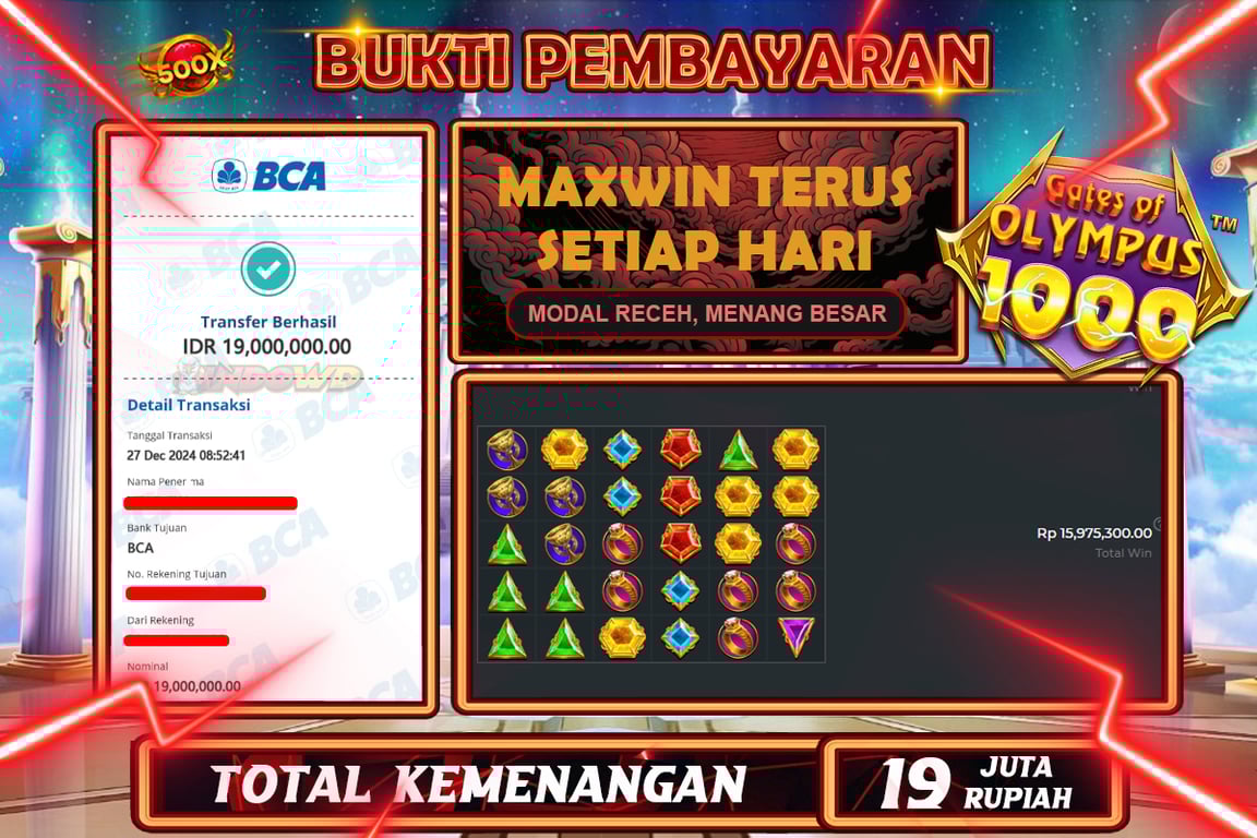 INDOWD JACKPOT SLOT GATES OF OLYMPUS 1000 Rp19.000.000,- LUNAS
