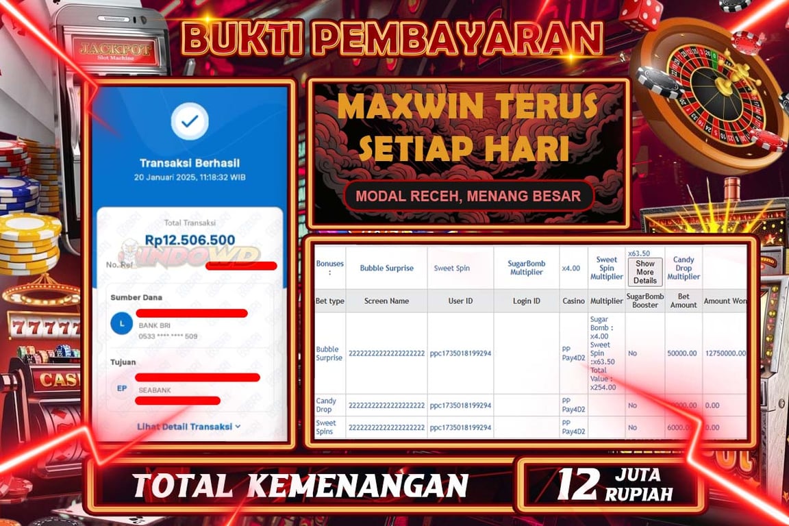 INDOWD JACKPOT LIVE CASINO BACCARAT Rp12.506.500,- LUNAS