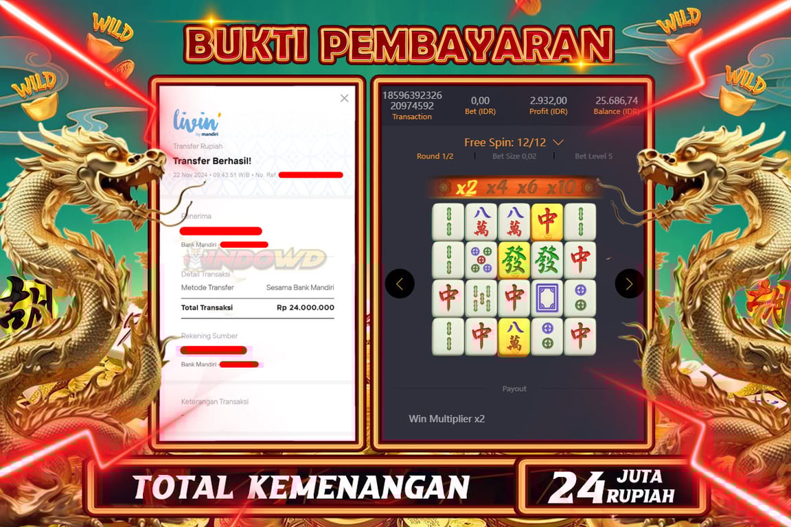 INDOWD JACKPOT SLOT MAHJONG WAYS 2 Rp.24.000.000,- LUNAS