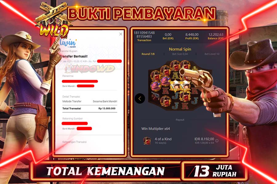 INDOWD JACKPOT SLOT WILD BOUNTY Rp 13.000.000,- LUNAS