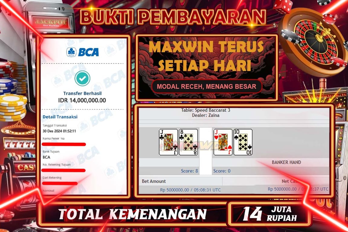 INDOWD JACKPOT PP - CHINESE SPEED BACCARAT 1 Rp14.000.000,- LUNAS