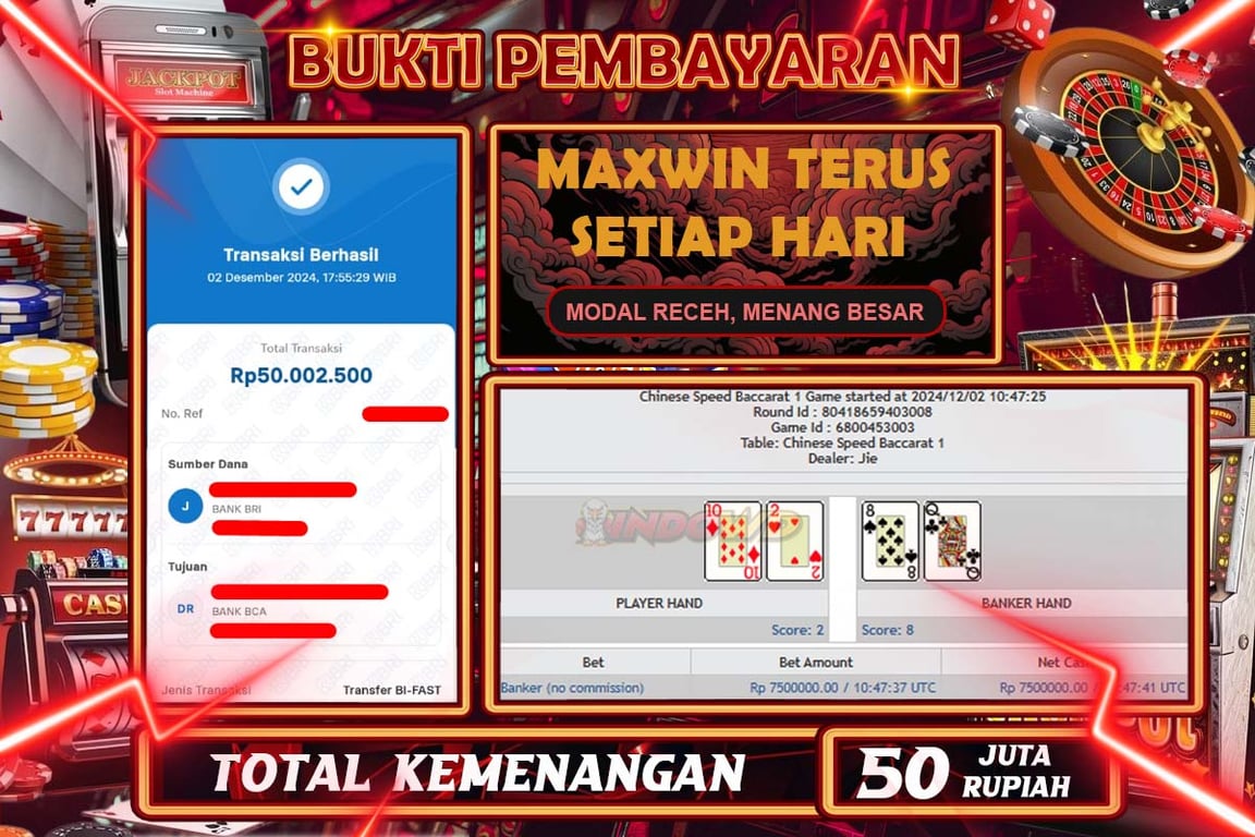 INDOWD JACKPOT LIVE GAMES PP - CHINESE SPEED BACCARAT 1  Rp.50.000.000,- LUNAS