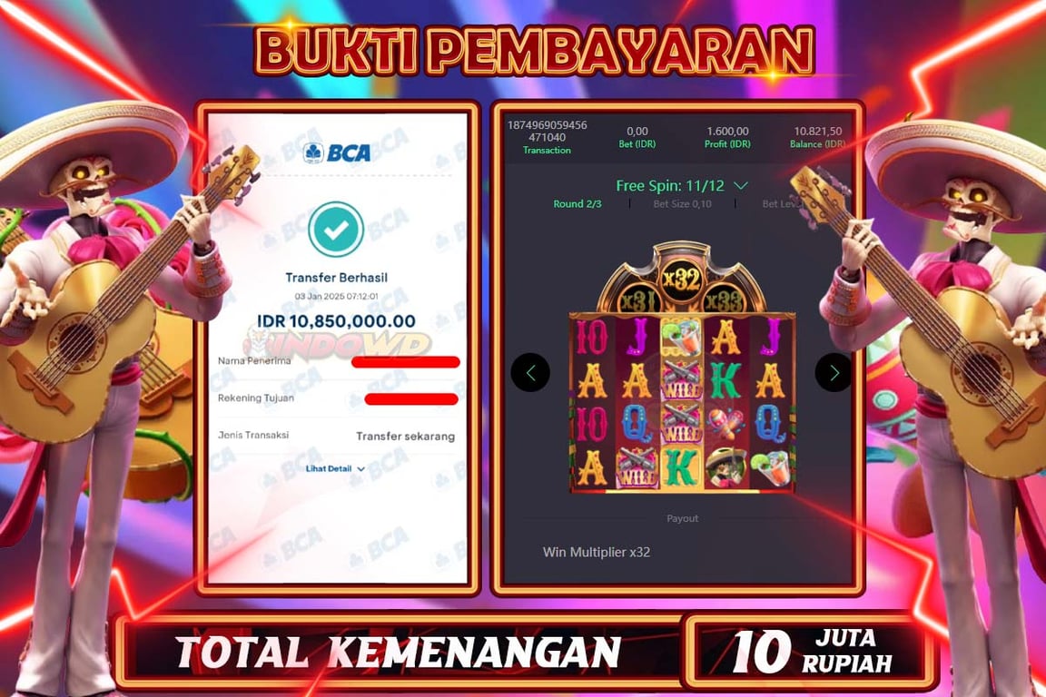 INDOWD JACKPOT SLOT WOLD BANDITO  Rp.10.850.000,- LUNAS