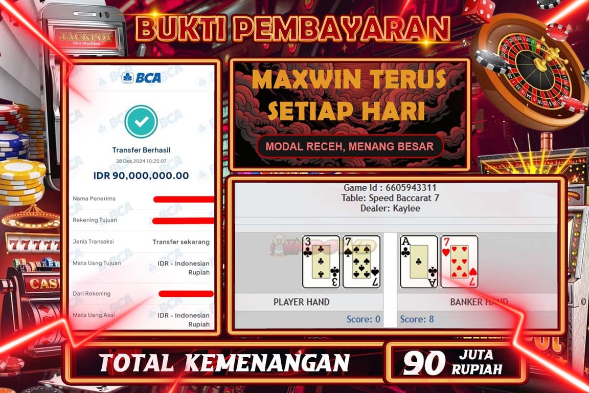 INDOWD JACKPOT PP - CHINESE SPEED BACCARAT 1 Rp90.000.000,- LUNAS