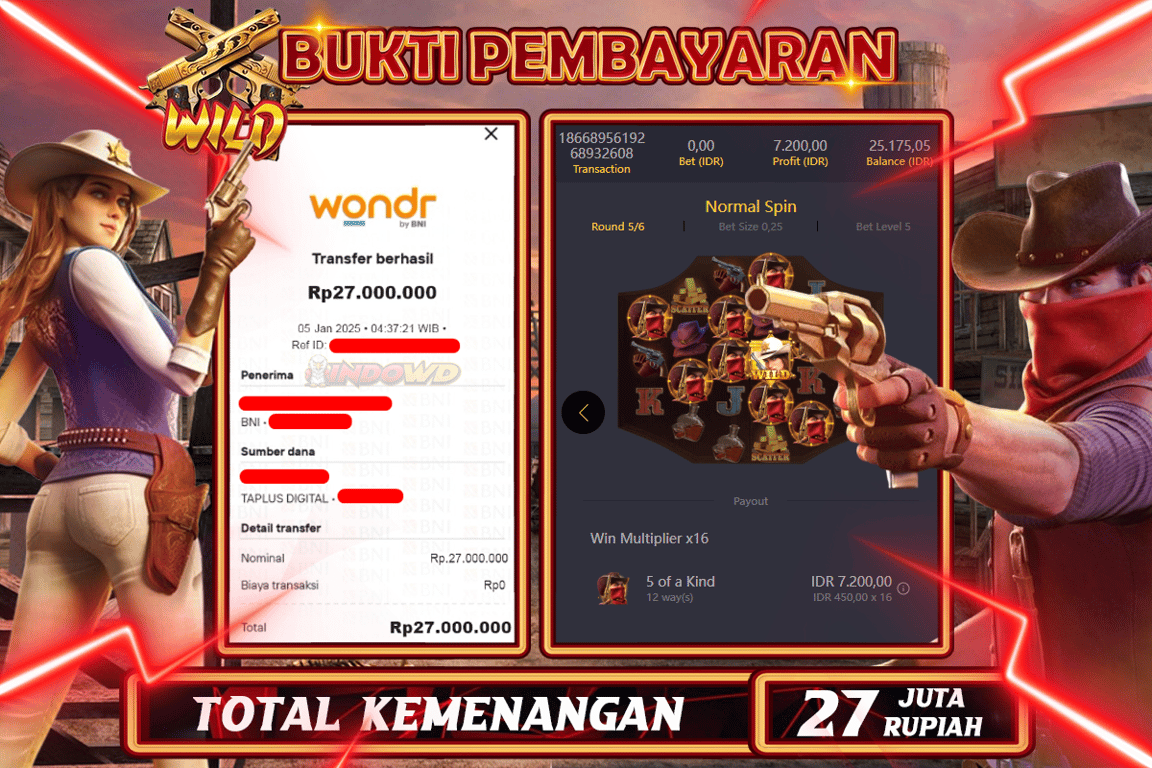 INDOWD JACKPOT SLOT WILD BOUNTY Rp27.000.000,- LUNAS