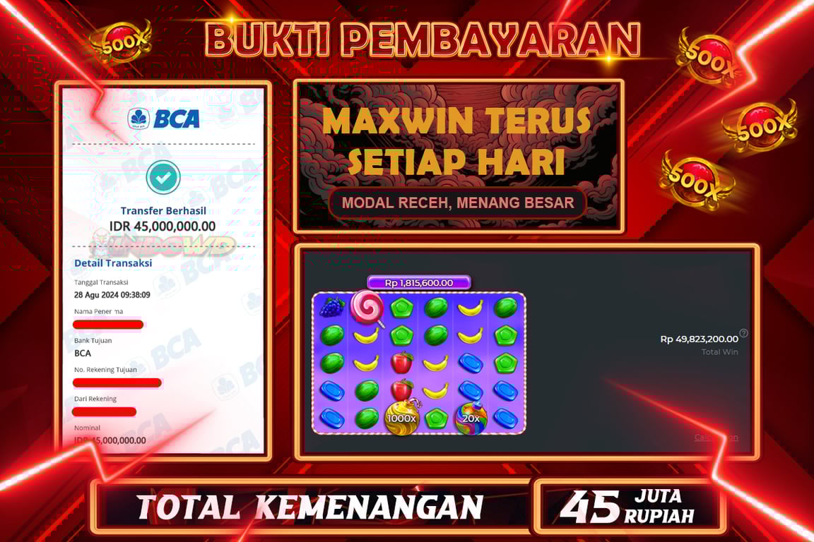 INDOWD JACKPOT SLOT SWEET BONANZA 1000 Rp.45.000.000,- LUNAS