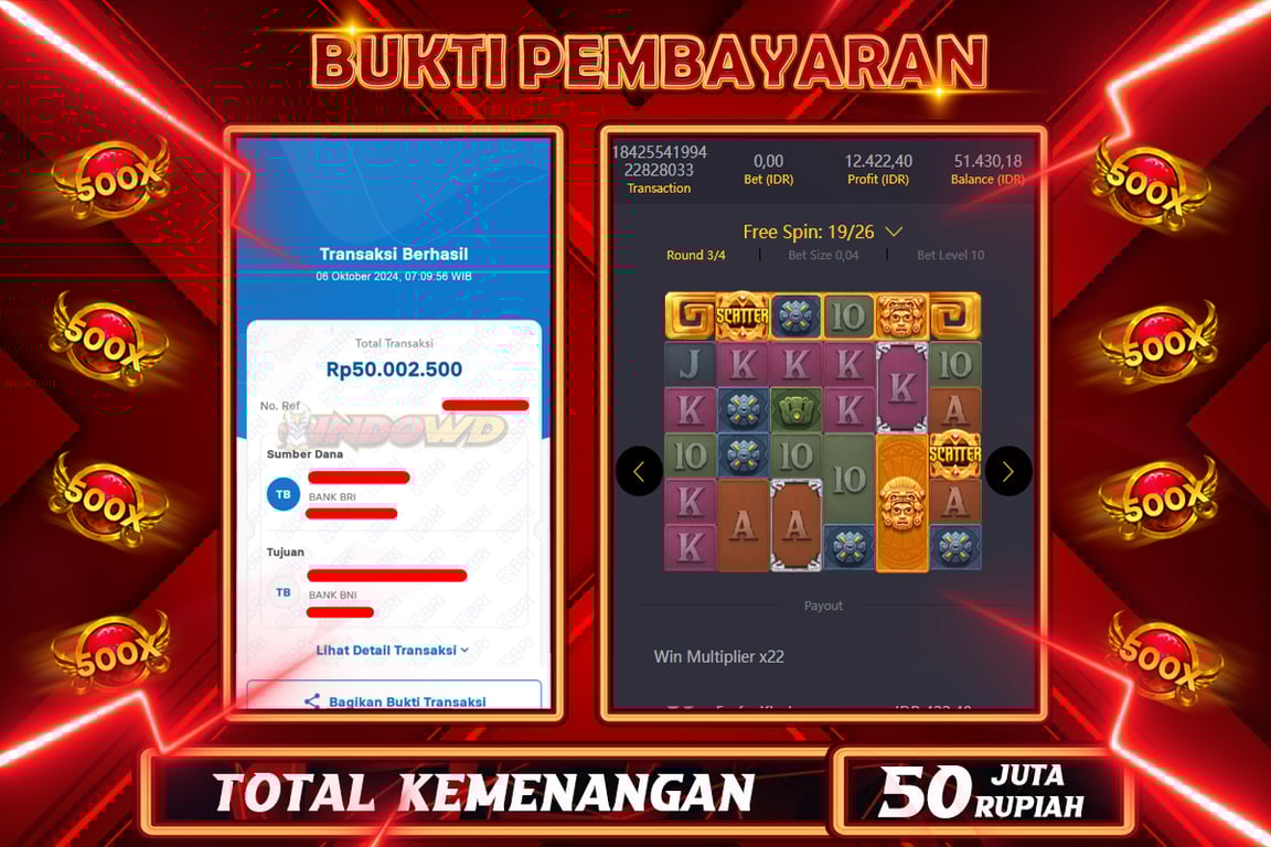 INDOWD JACKPOT SLOT TREASURE OF AZTEC Rp.50.000.000,- LUNAS