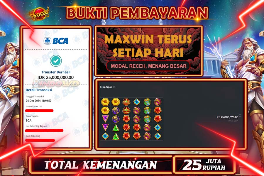 INDOWD JACKPOT LIVE GAMES SLOT GATES OF OLYMPUS 1000 Rp.25.000.000,- LUNAS