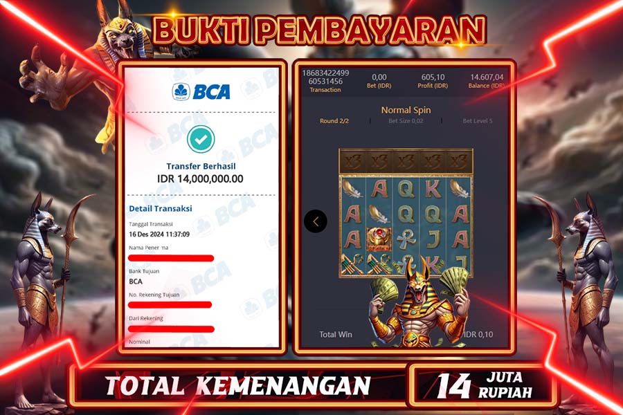 INDOWD JACKPOT SLOT ANUBIS WARTH Rp.14.000.000,- LUNAS