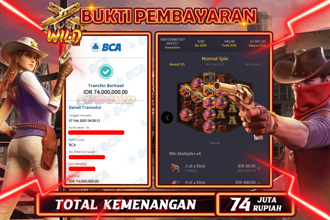 INDOWD JACKPOT SLOT WILD BOUNTY Rp74.000.000,- LUNAS