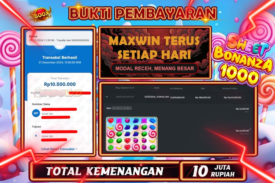 INDOWD JACKPOT SLOT SWEET BOUNTY 1000  Rp10.500.000,- LUNAS
