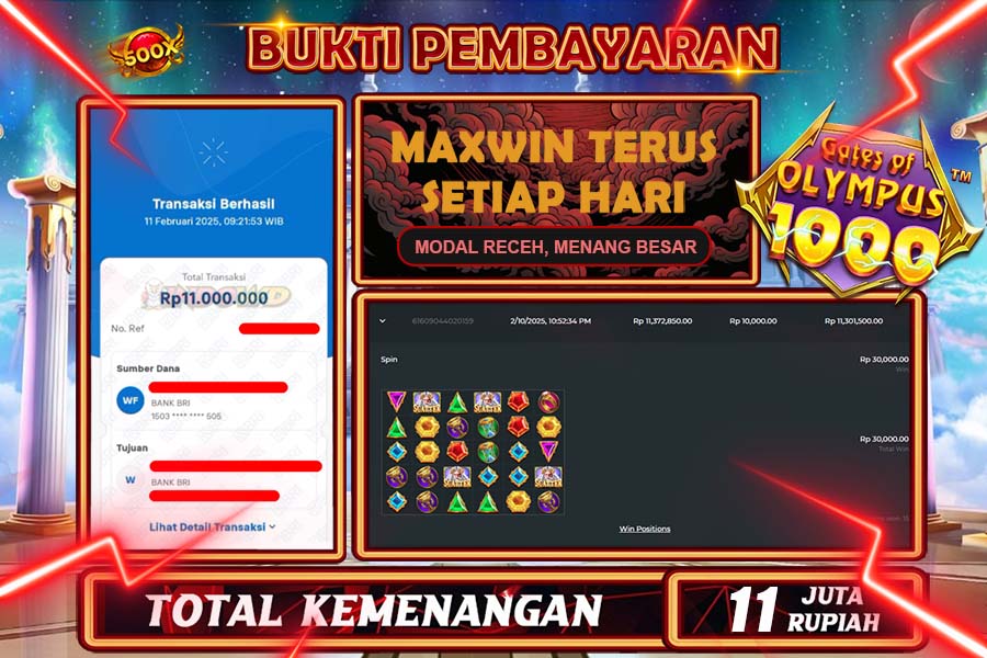 INDOWD JACKPOT SLOT GATES OF OLYMPUS 1000 Rp11.000.000,- LUNAS