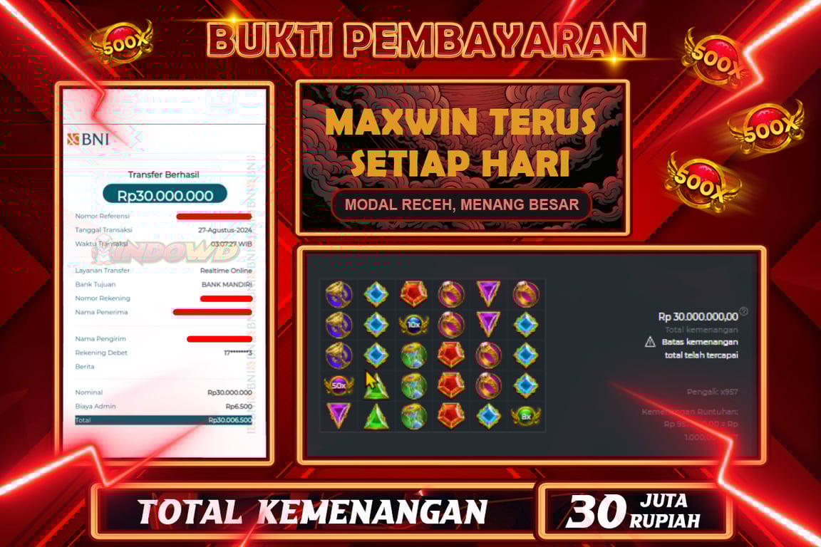 INDOWD JACKPOT SLOT GATES OF OLYMPUS Rp.30.000.000,- LUNAS