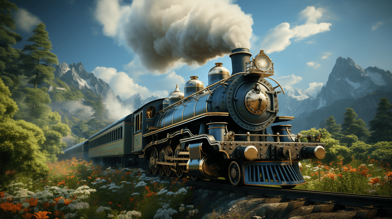 ic7zi_A_train_going_from_the_forest_birds_flying_in_the_sky