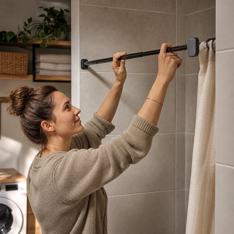 In bagno per reggere la tenda doccia senza forare le piastrelle.