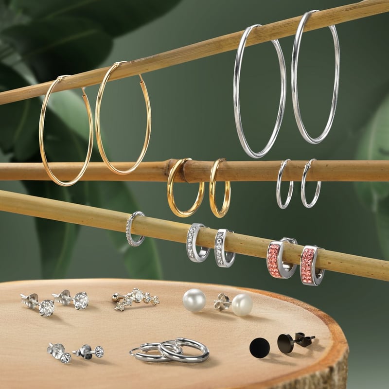 JewelryWe Ohrstecker-Set – 4 Paar Edelstahl Bar-Ohrringe In Silber, Gold, Schwarz, Rosegold