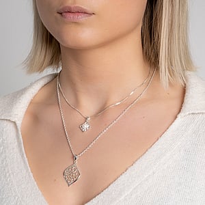 Pendente Argento 925 Fiore Foglia Disegno_floreale