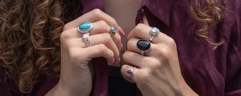 Anello da uomo con topazio blu: argento sterling 925, pietra portafortuna di dicembre, gioielli bohémien - Italia
