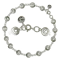 Silber Fusskette Lnge:25cm. Mit Glckchen.  Spirale Glocke Glckchen