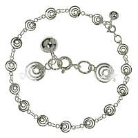 Chanette de pied en argent Longueur:25cm. Avec clochette(s).  Spirale Cloche Clarine