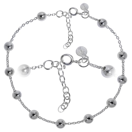 Cavigliera in vero argento 925, larghezza: 2,2 mm, lunghezza: 23 - 30 cm, Argento, cod. FKErbse2,2/23