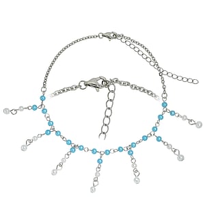 Anklet Steel Synthetic Pearls